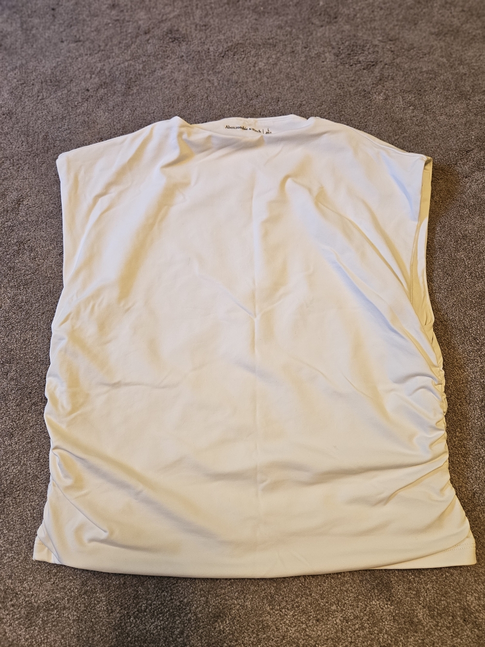 Abercrombie White Sleeveless Ruched Side Top